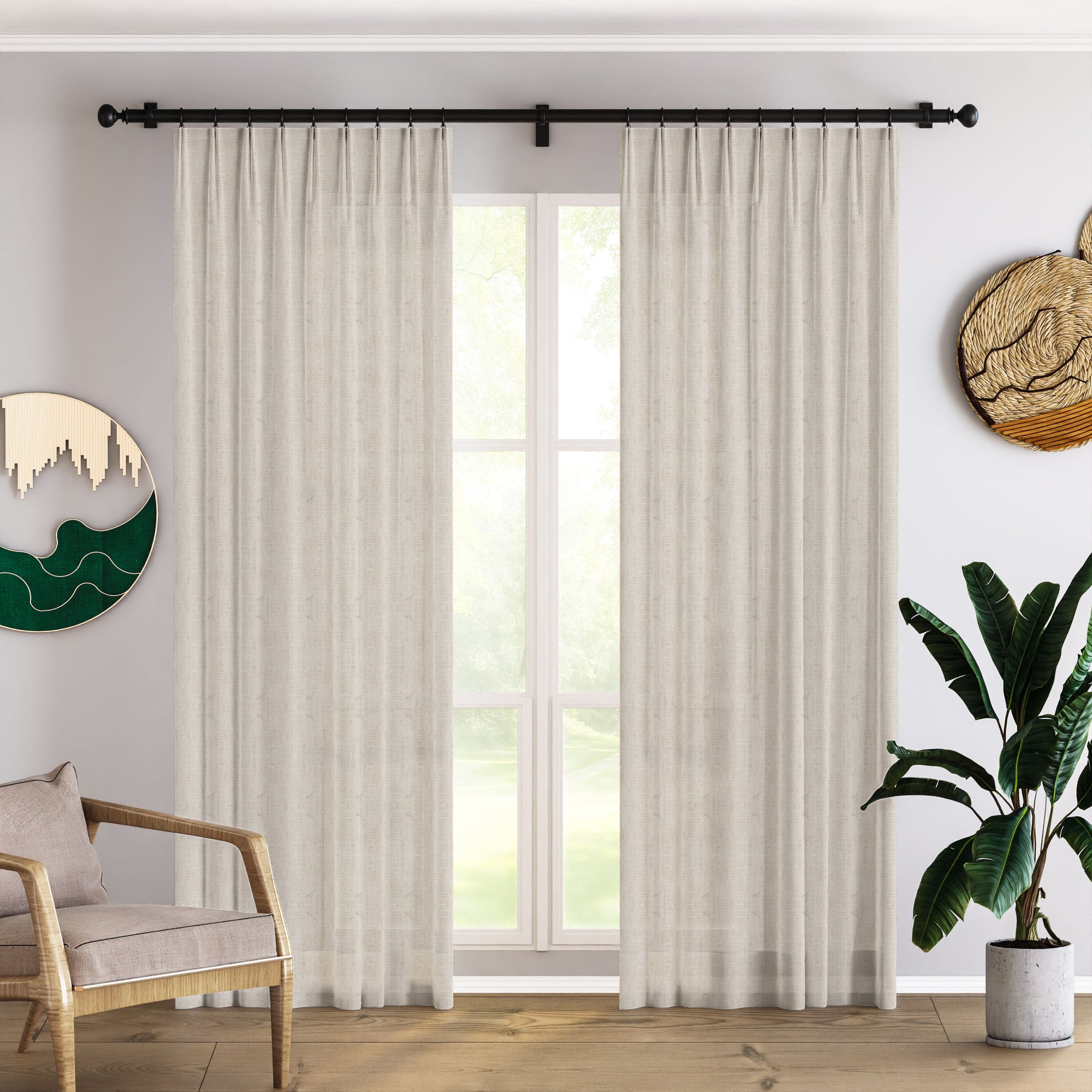Bone Semi Sheer Curtains