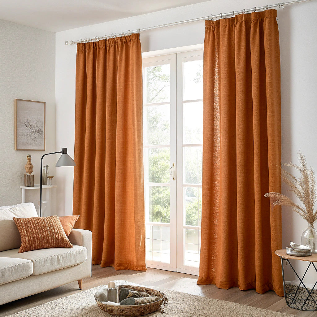 Orange Linen Curtains