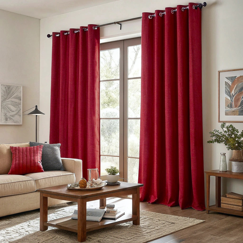 Red Linen Curtains