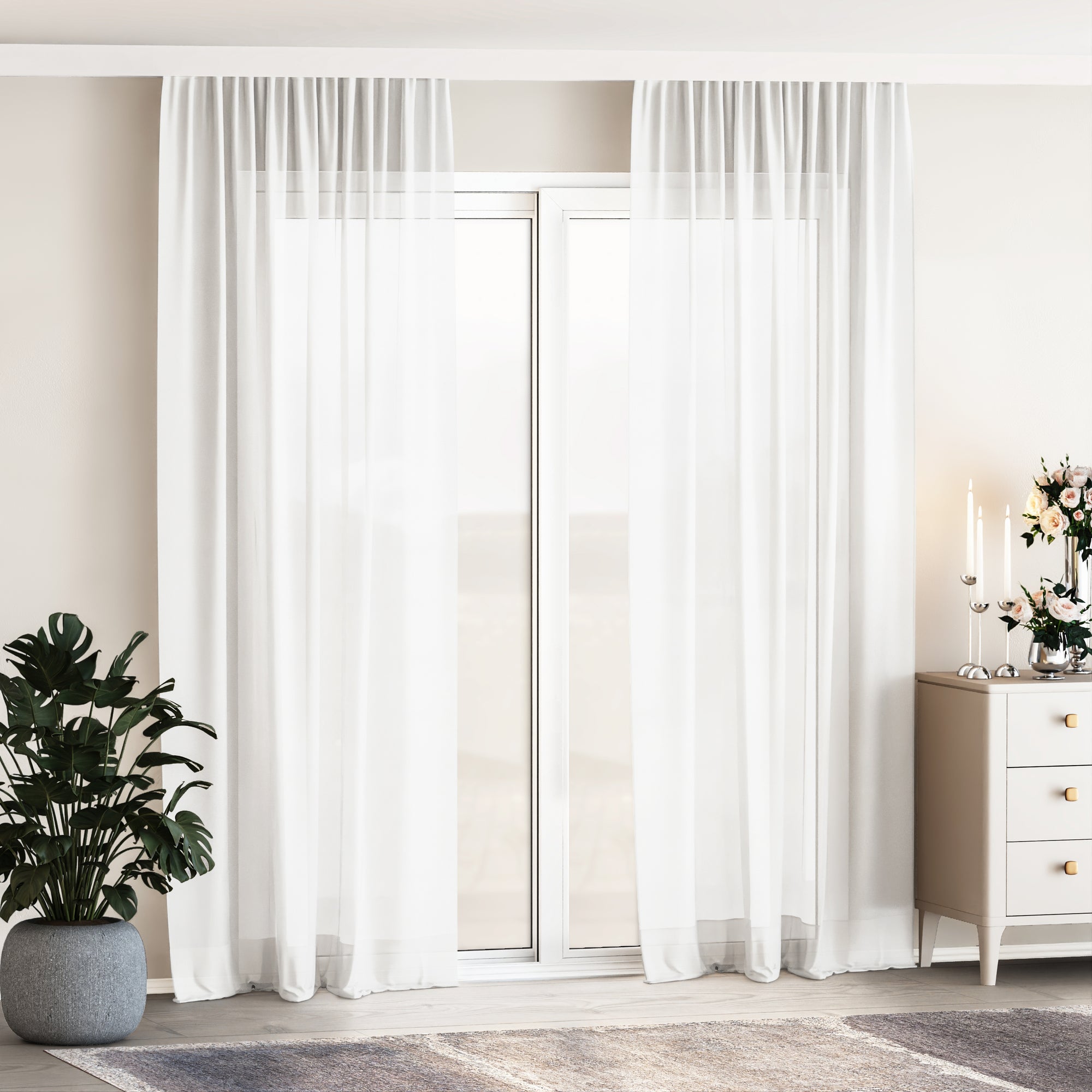 White Semi Sheer Curtains