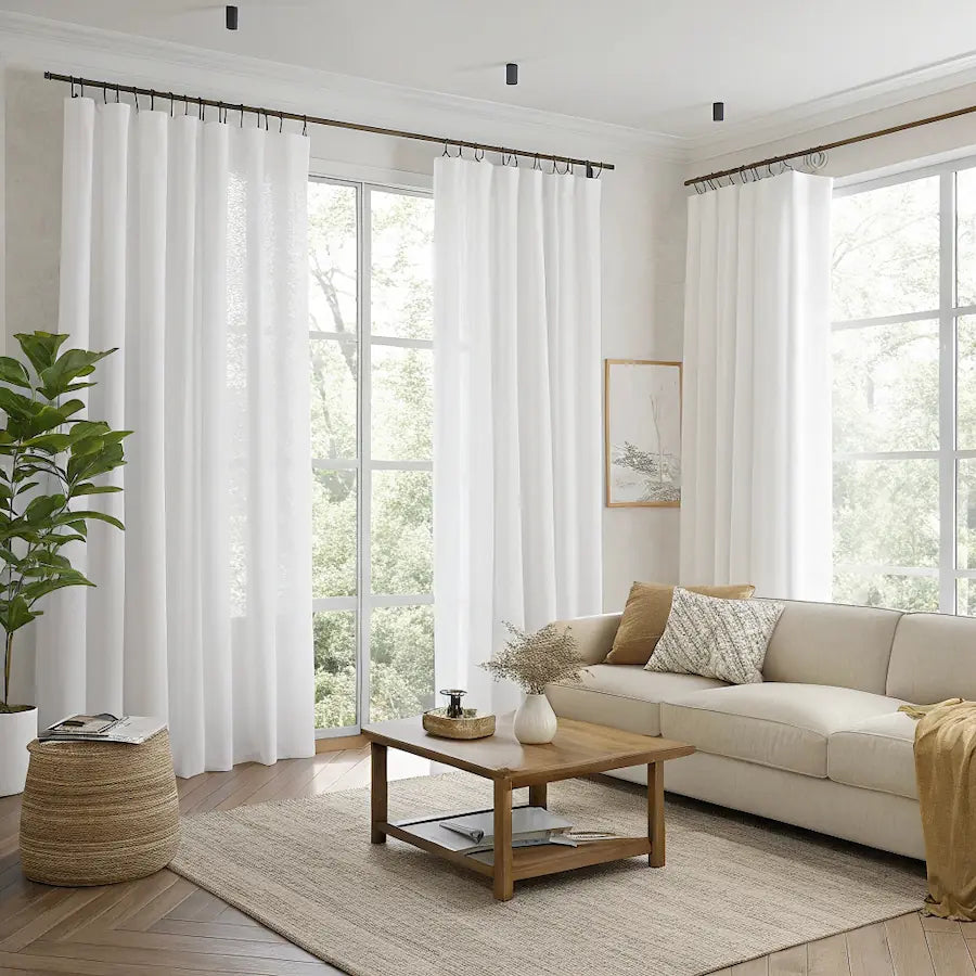 White Semi Sheer Curtains