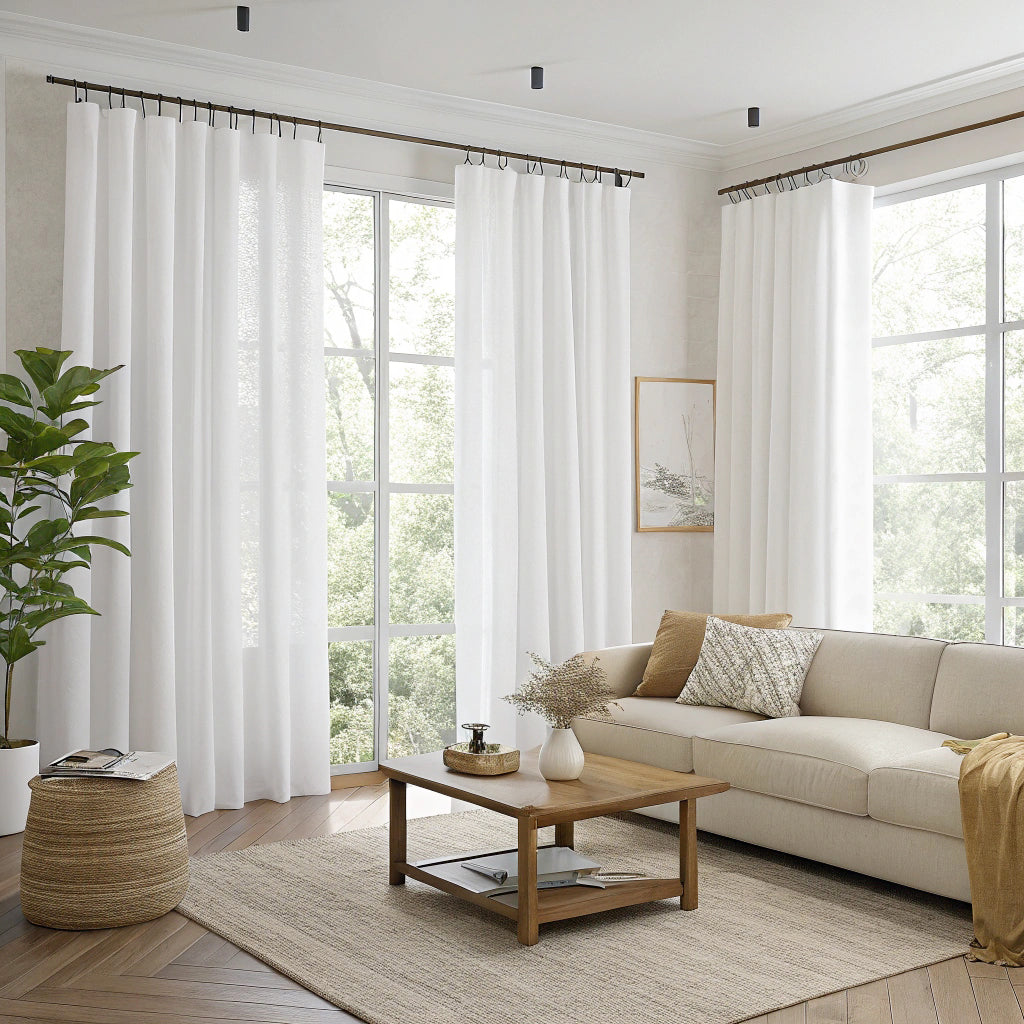 White Semi Sheer Curtains
