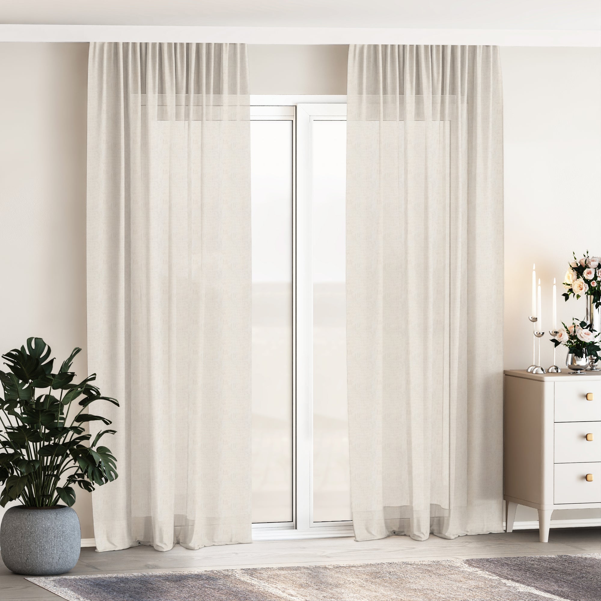 Bone Semi Sheer Curtains