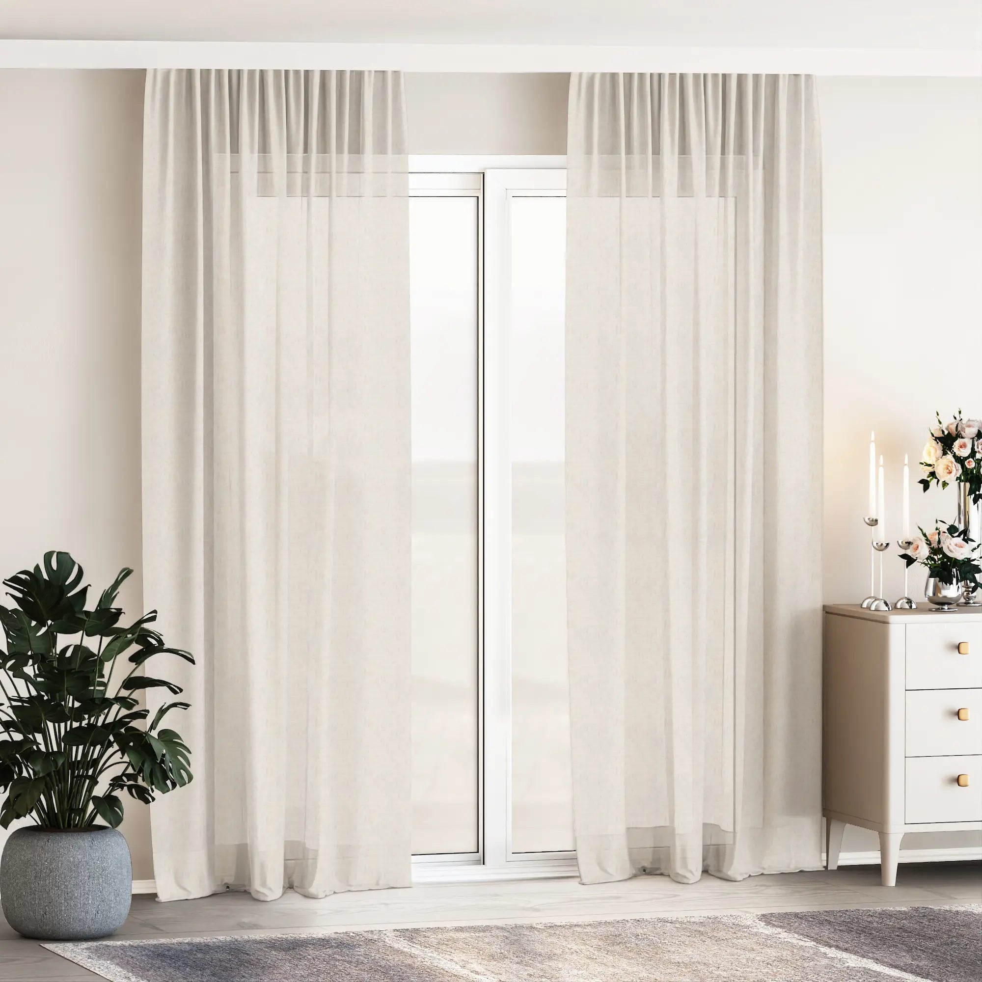 Bone Semi Sheer Curtains