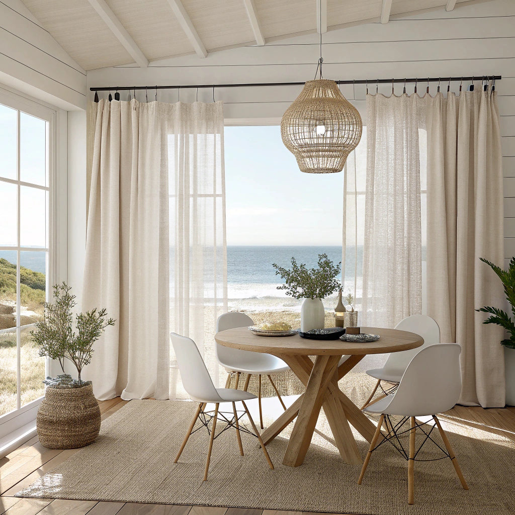 Bone Semi Sheer Curtains