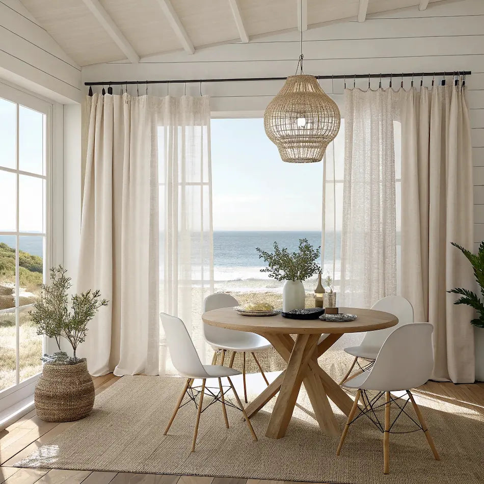 Bone Semi Sheer Curtains
