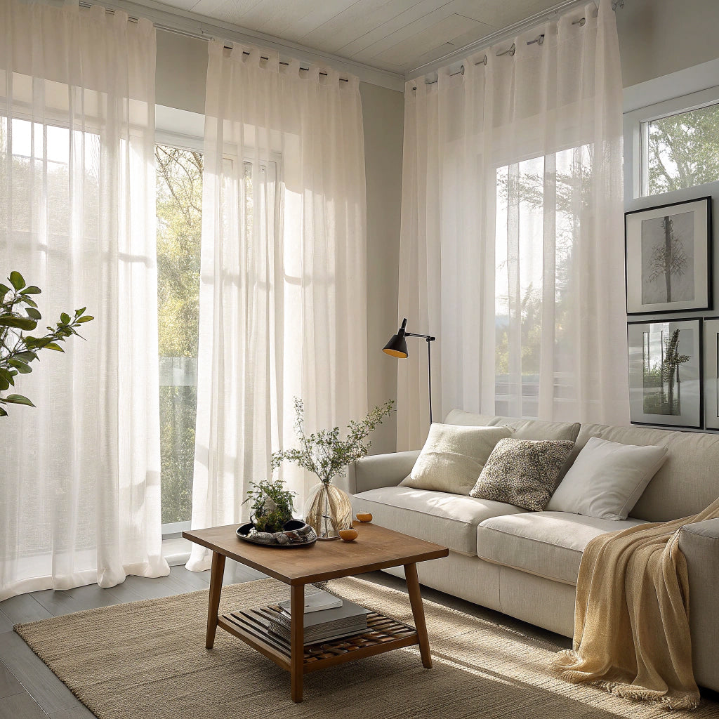 Bone Semi Sheer Curtains