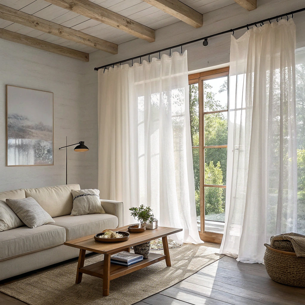Bone Semi Sheer Curtains