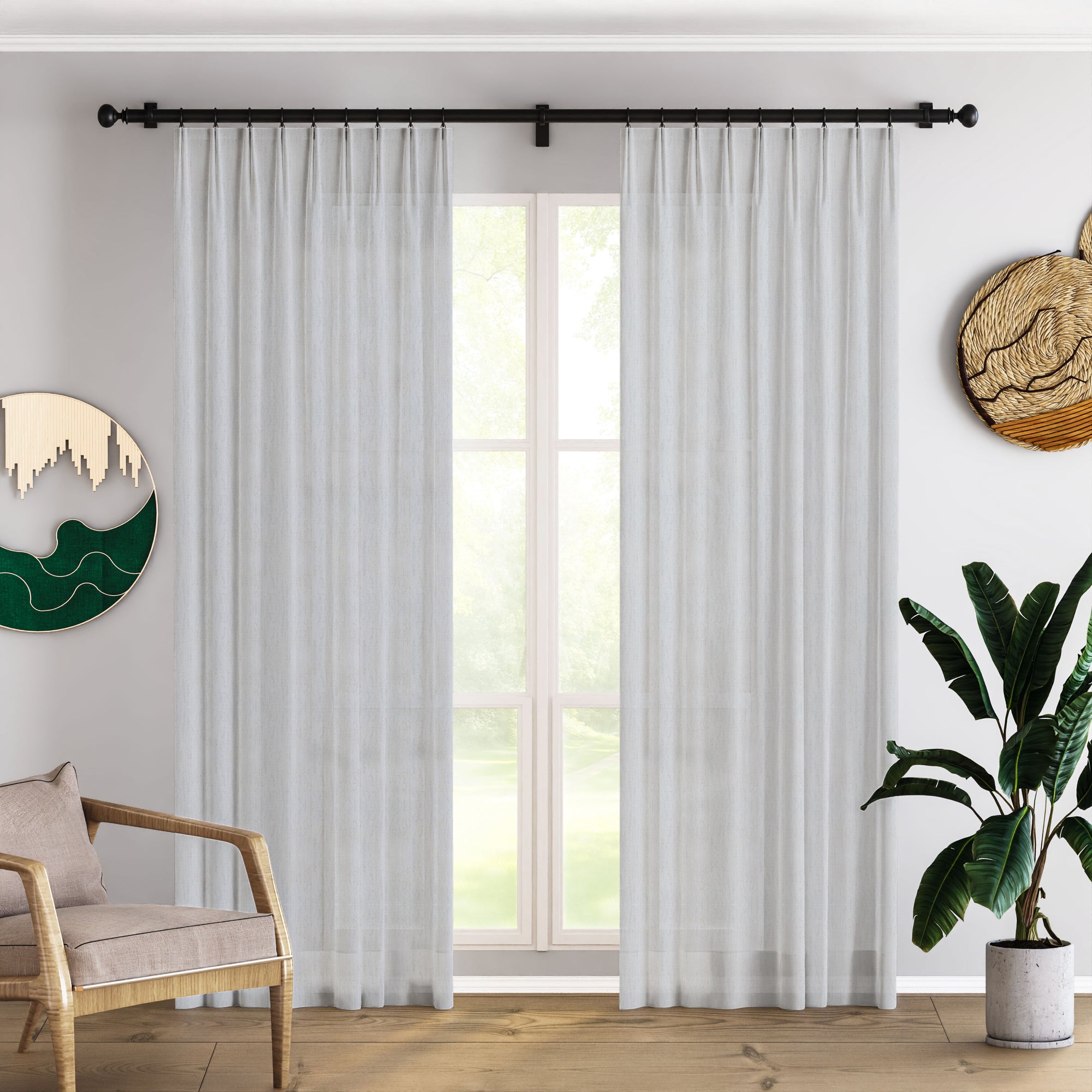 Pastel Grey Semi Sheer Curtains