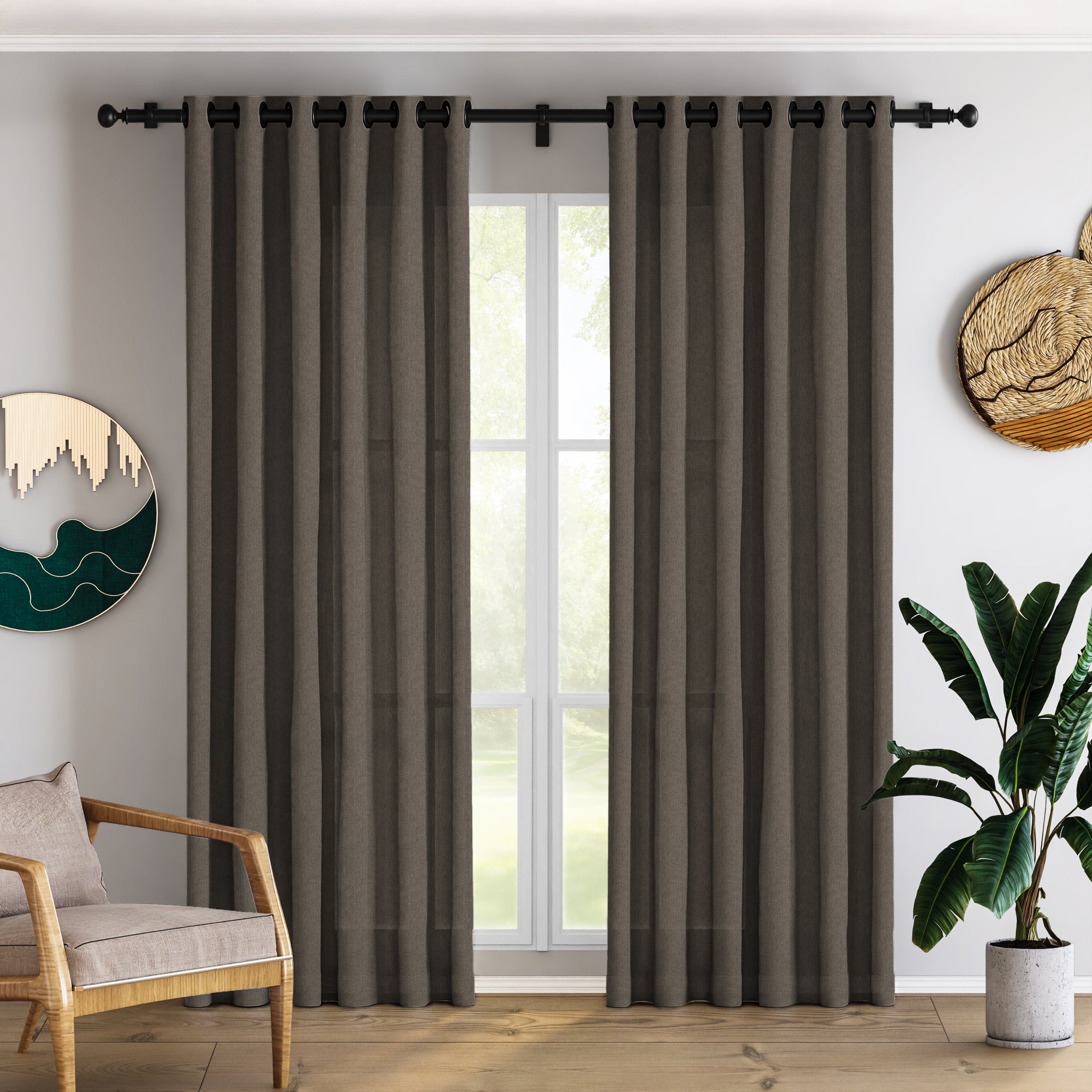 Brown Linen Curtains