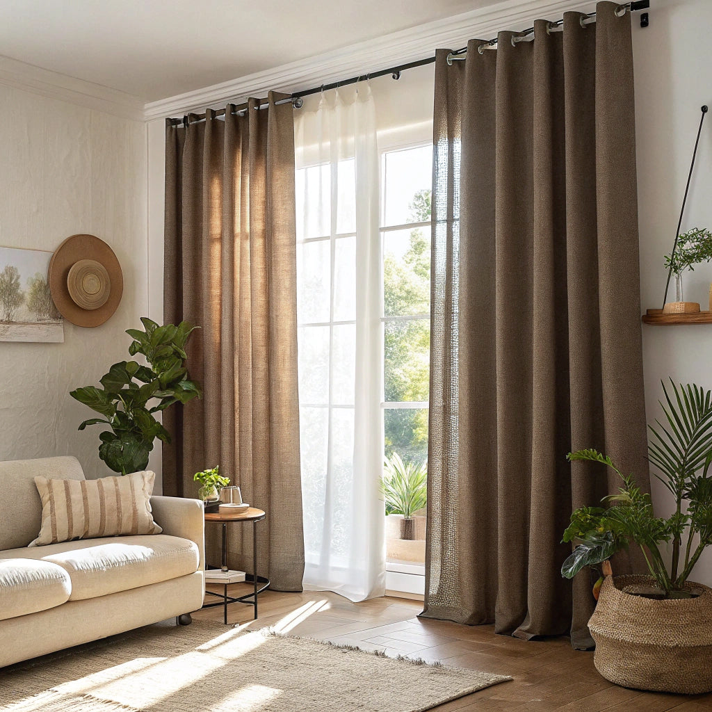 Mocha Brown Linen Curtains