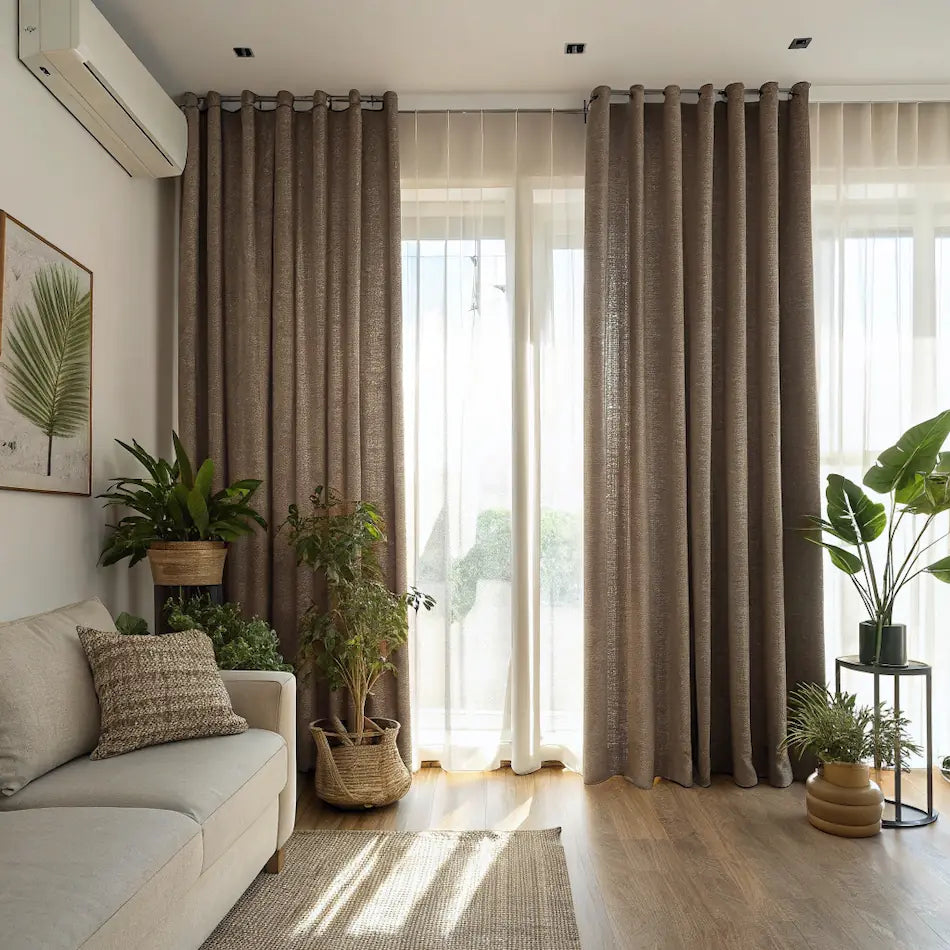 Mocha Brown Linen Curtains