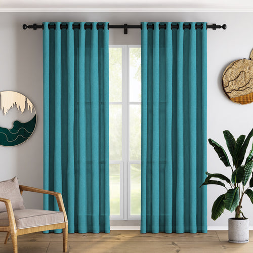Aqua Blue Linen Curtains