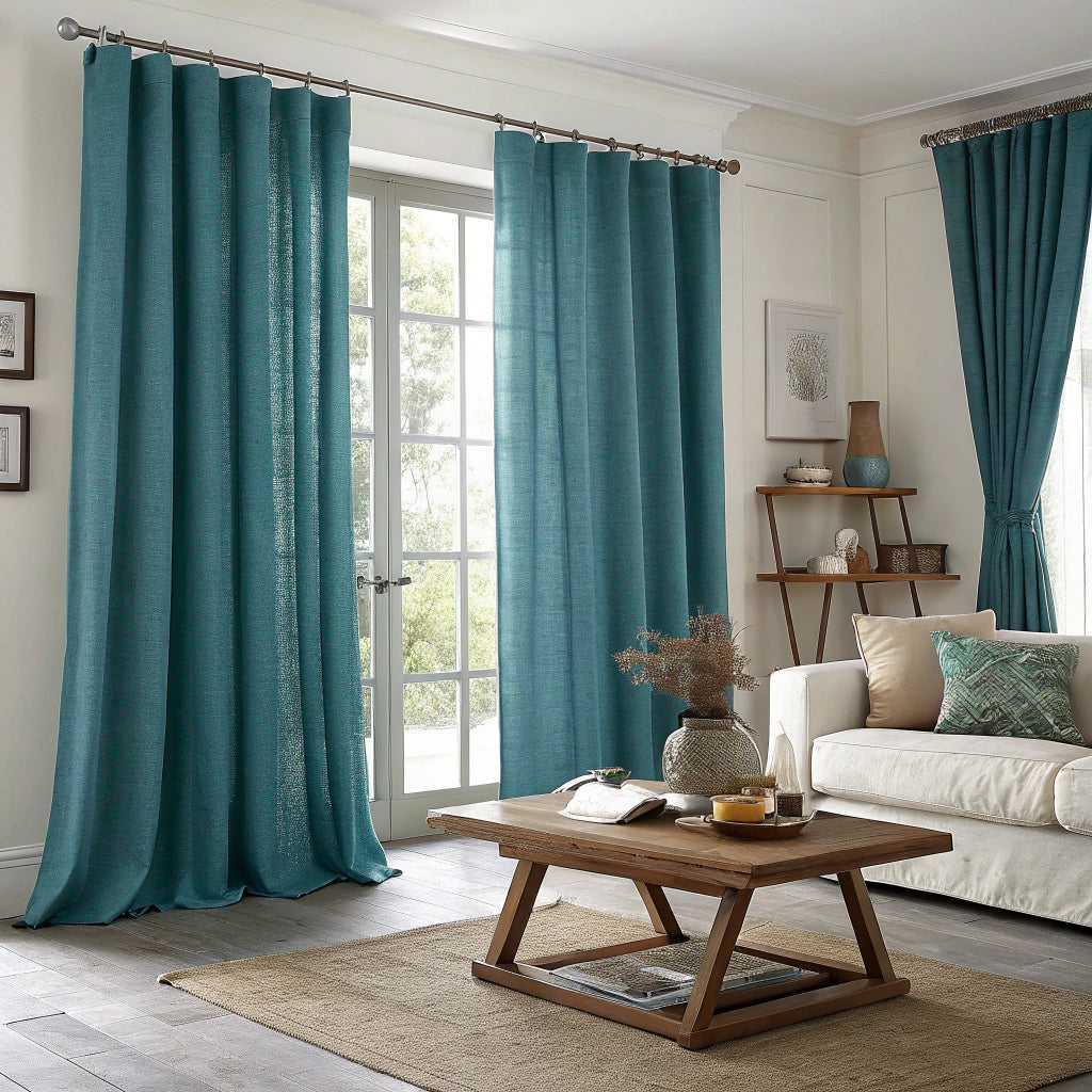 Aqua Blue Linen Curtains