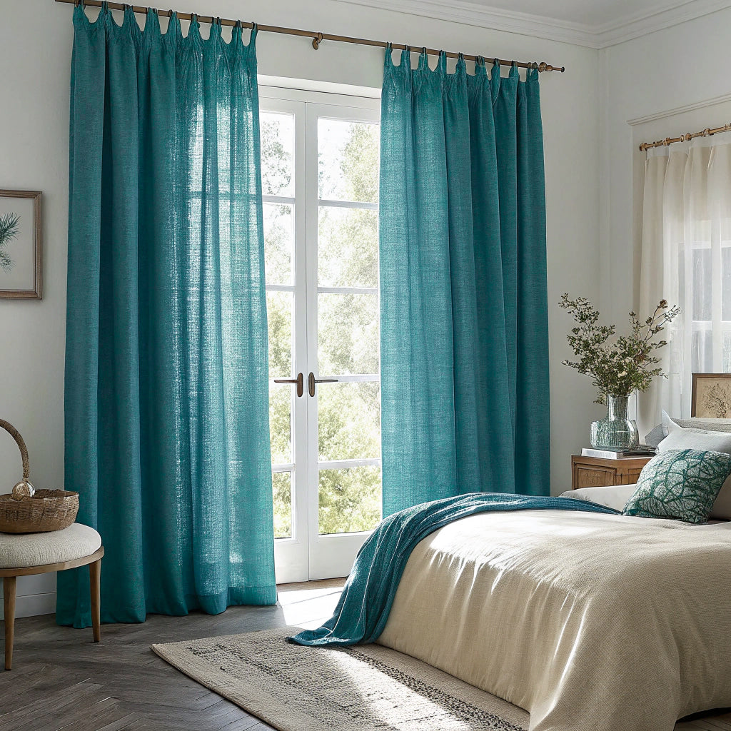 Aqua Blue Linen Curtains