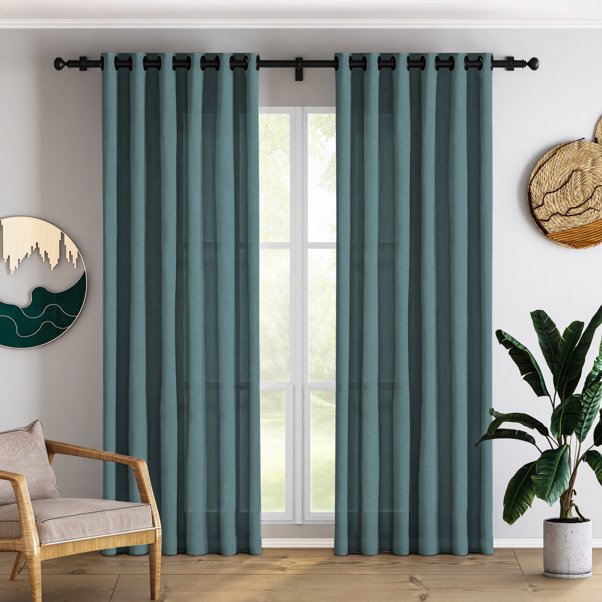 Ocean Teal Linen Curtains
