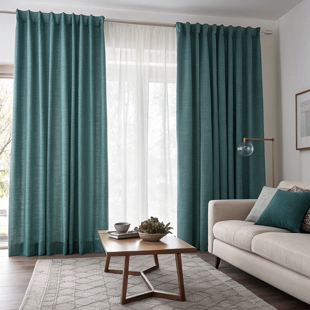 Ocean Teal Linen Curtains