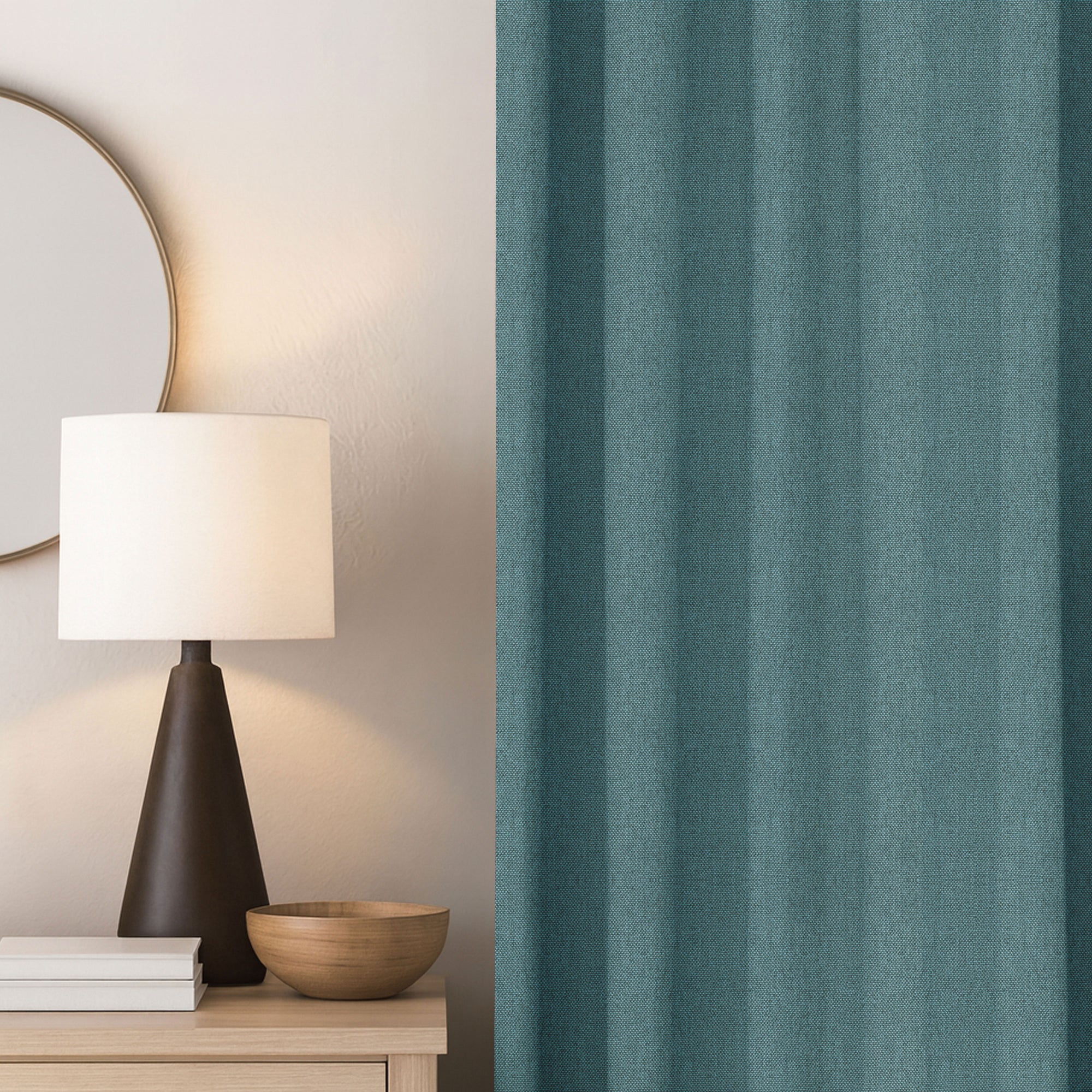Ocean Teal Linen Curtains