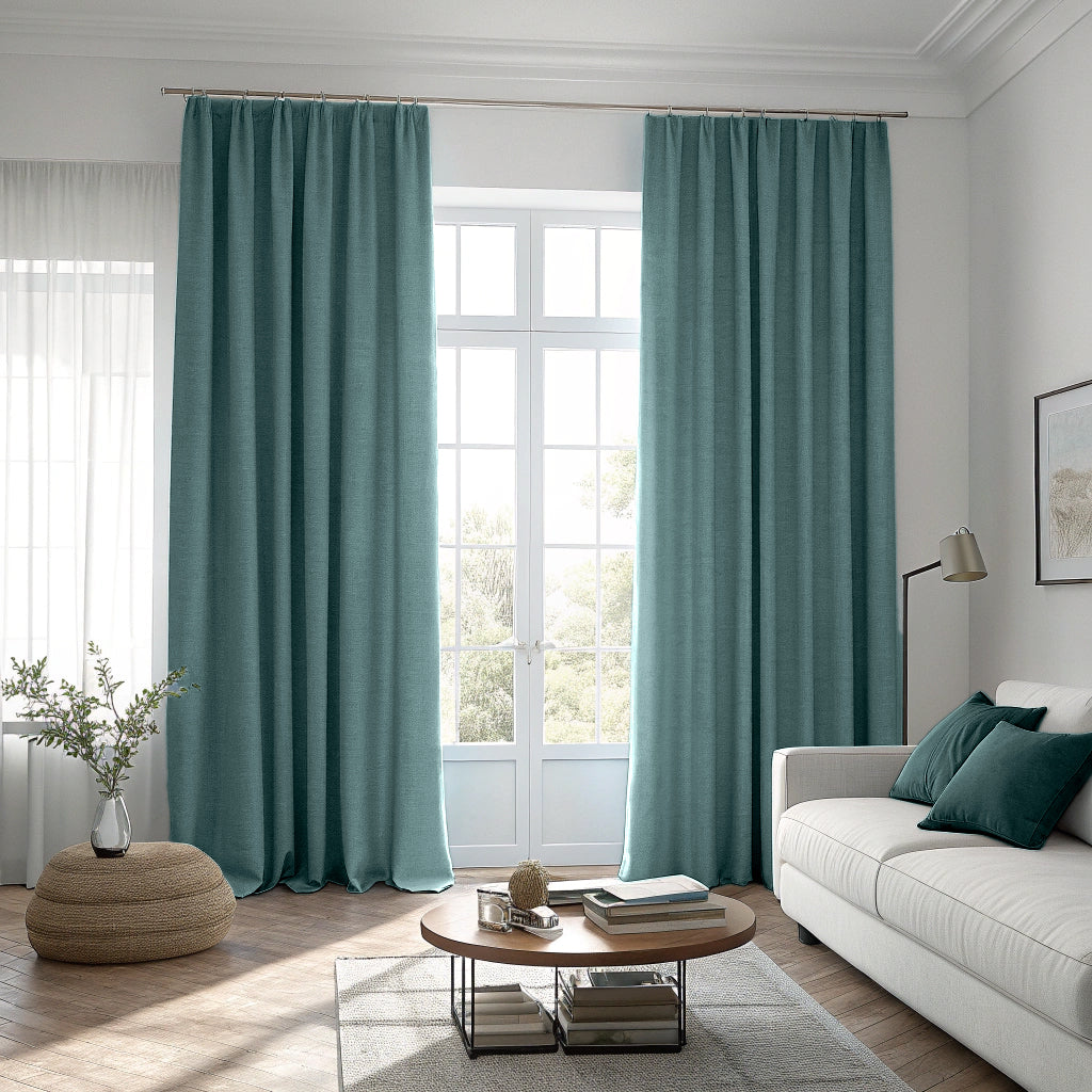 Ocean Teal Linen Curtains