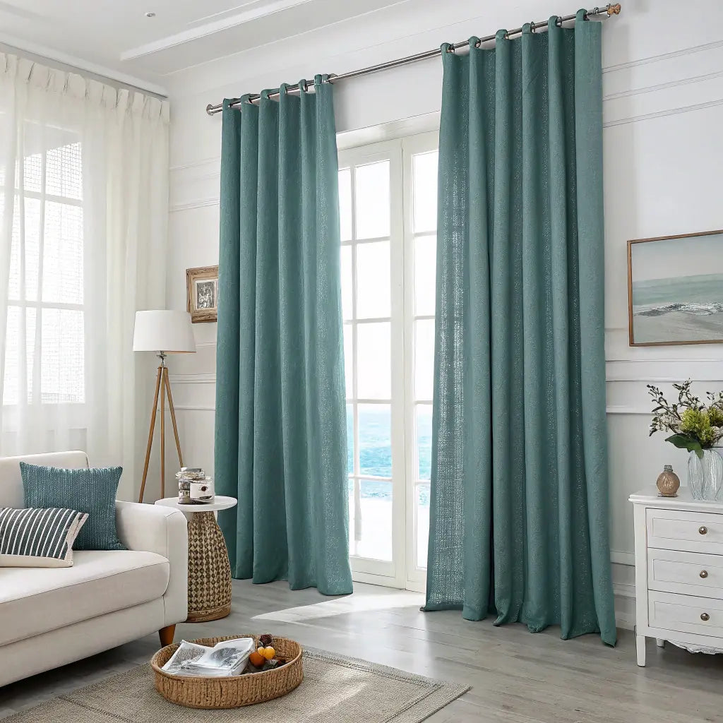 Ocean Teal Linen Curtains