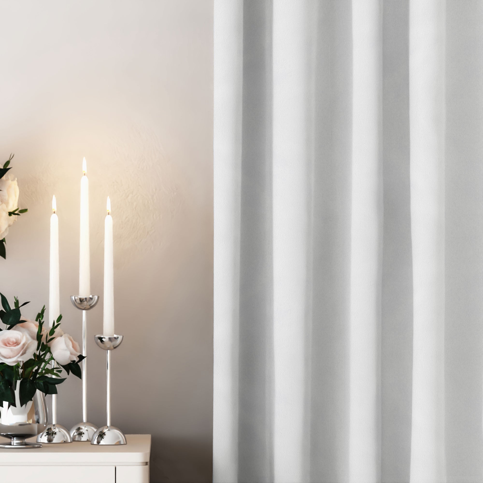 Ivory White Velvet Curtain
