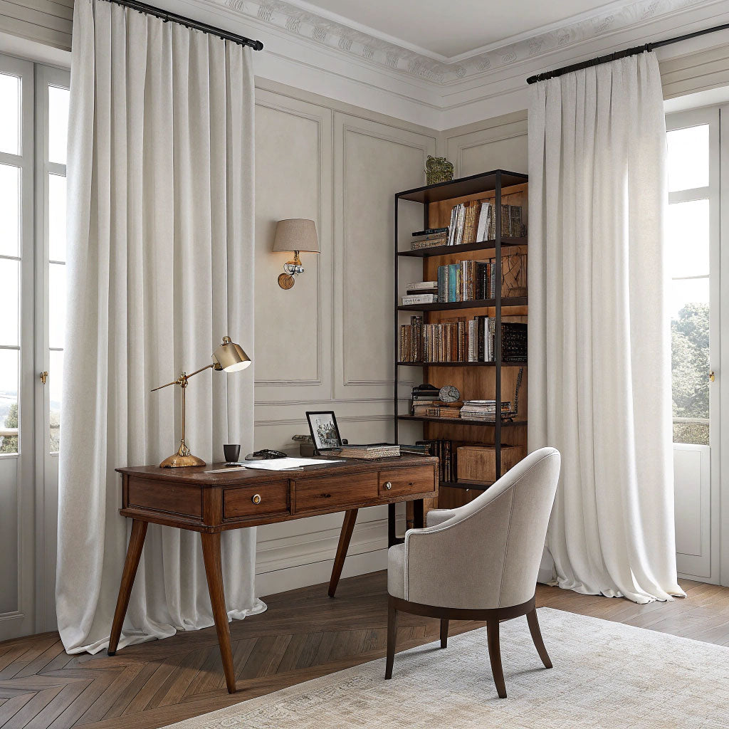 Ivory White Velvet Curtain