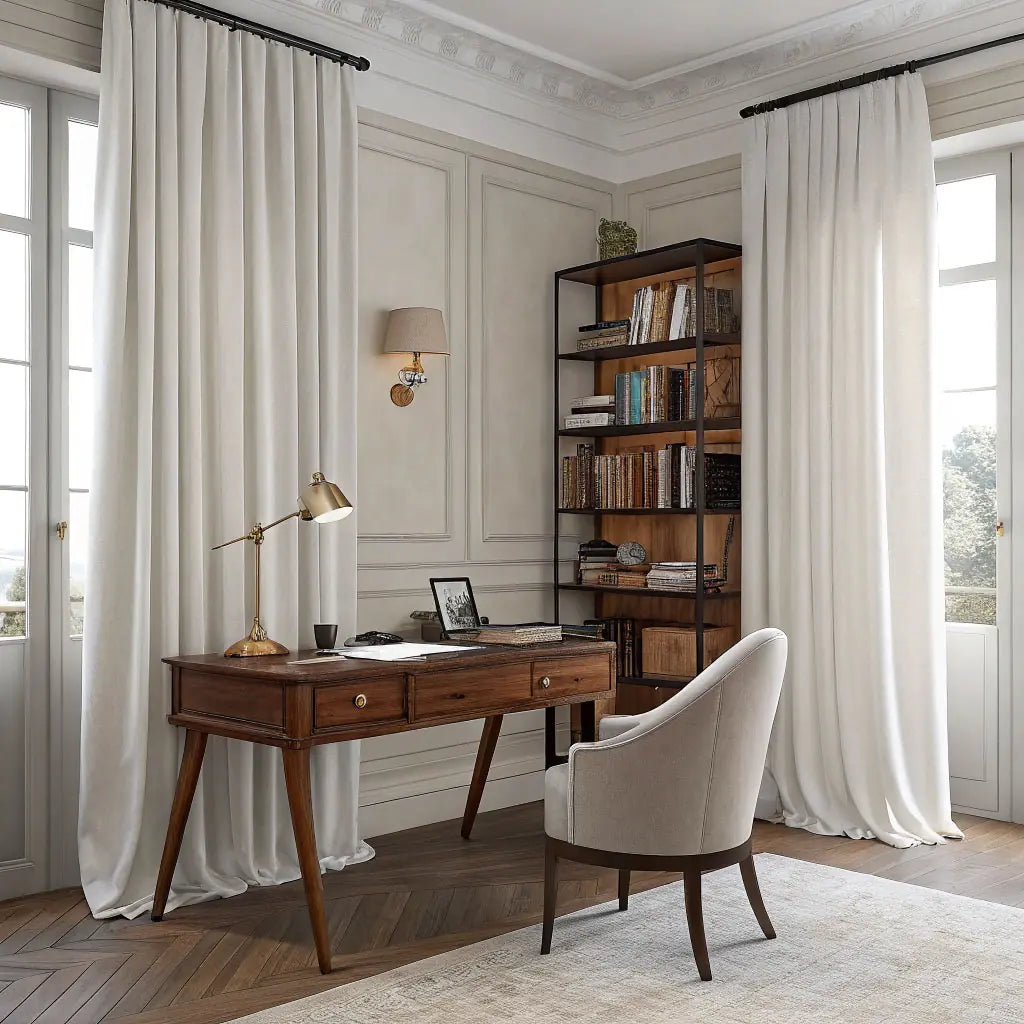 Ivory White Velvet Curtain