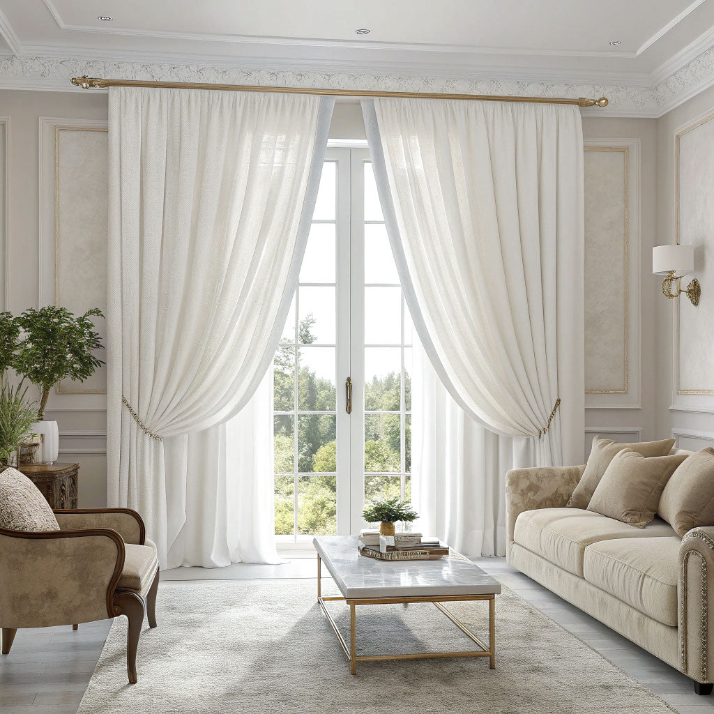 Ivory White Velvet Curtain