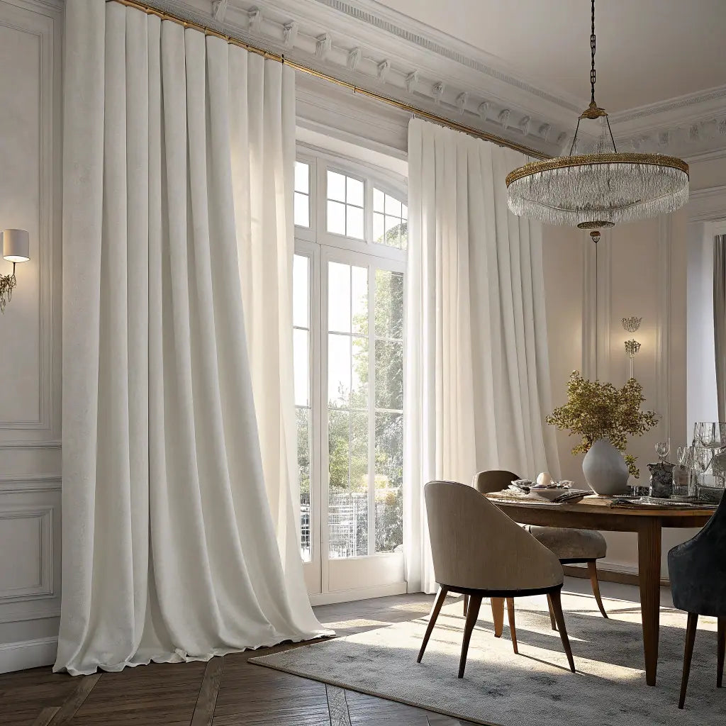 Ivory White Velvet Curtain