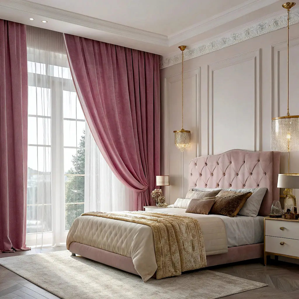 Rose Taupe Velvet Curtains last image