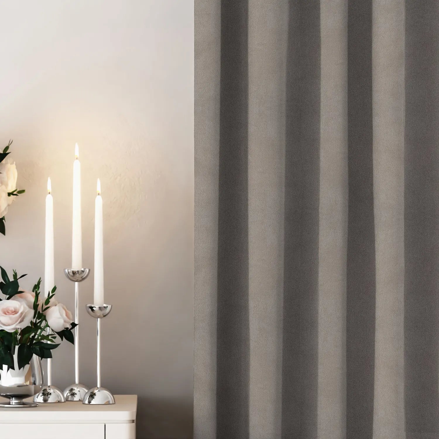 Ash Brown Velvet Curtain
