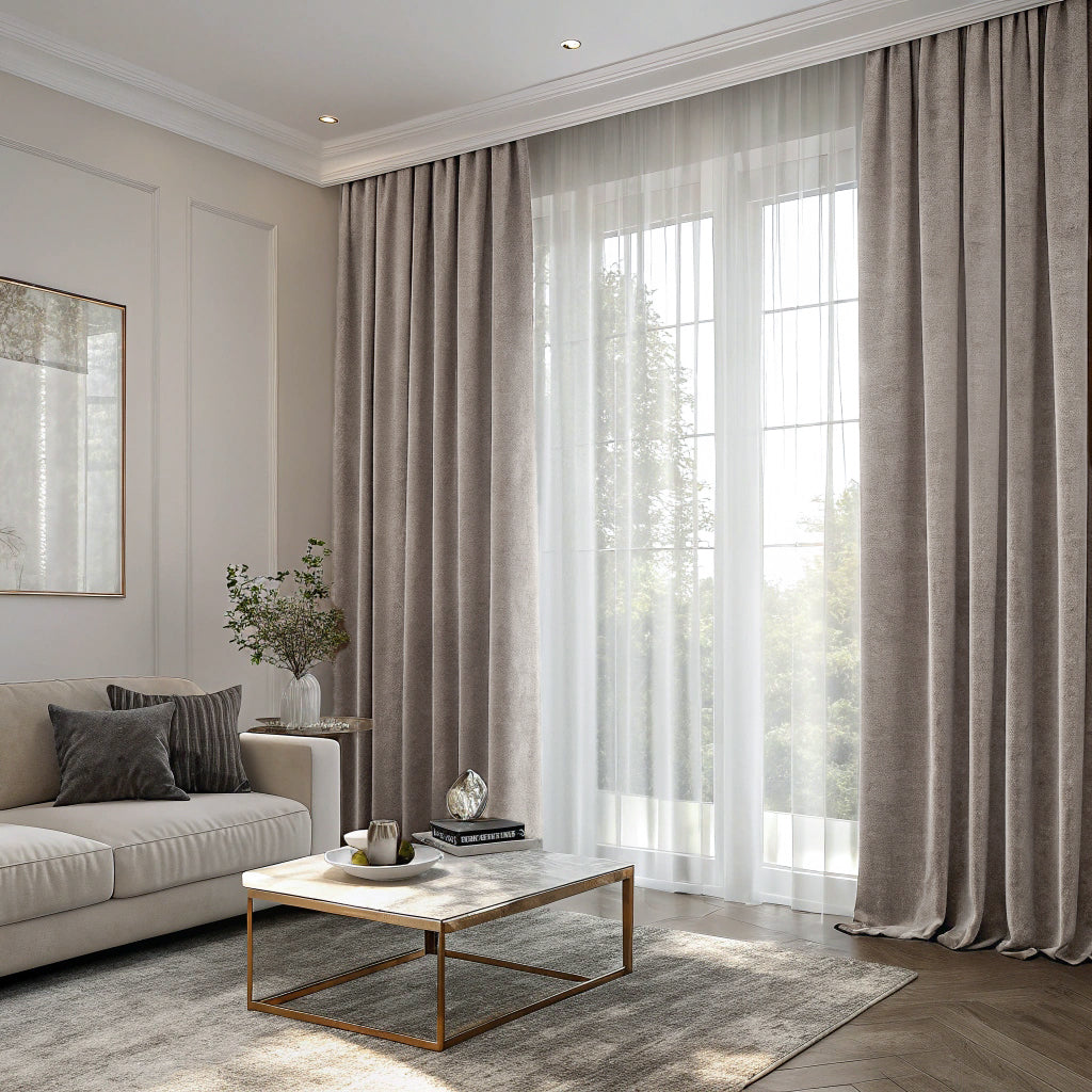 Ash Brown Velvet Curtain