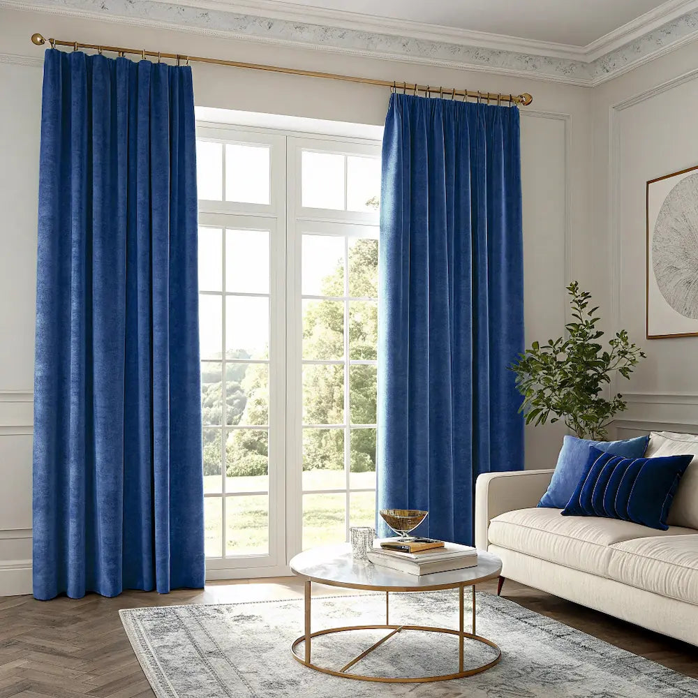 Nile Blue Velvet Curtains