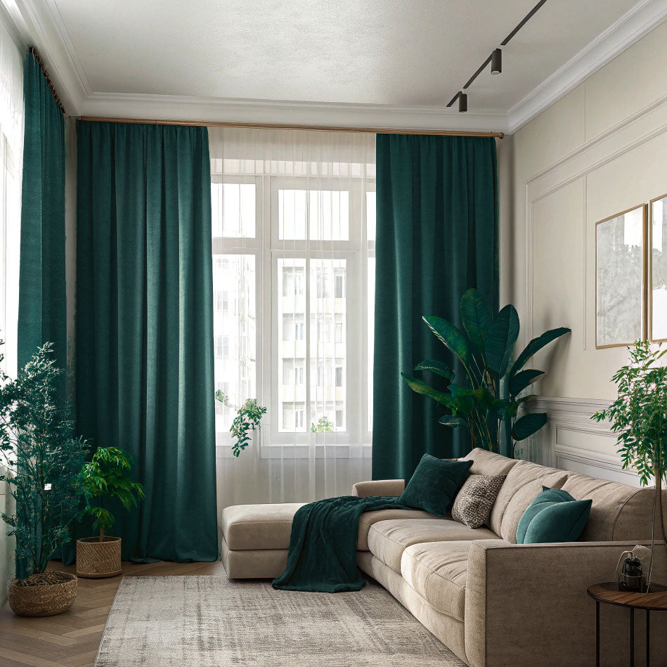 Deep Aqua Velvet Curtains