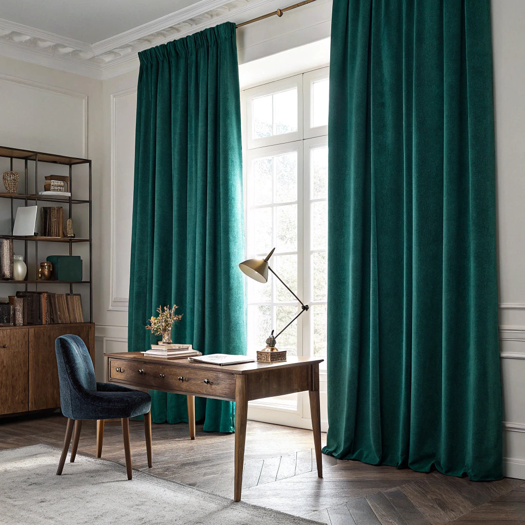 Deep Aqua Velvet Curtains