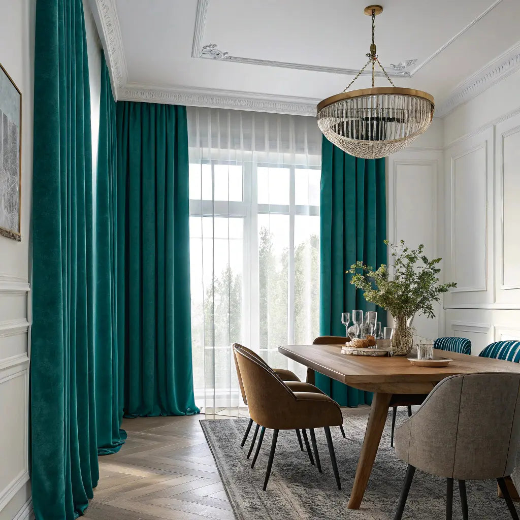 Deep Aqua Velvet Curtains