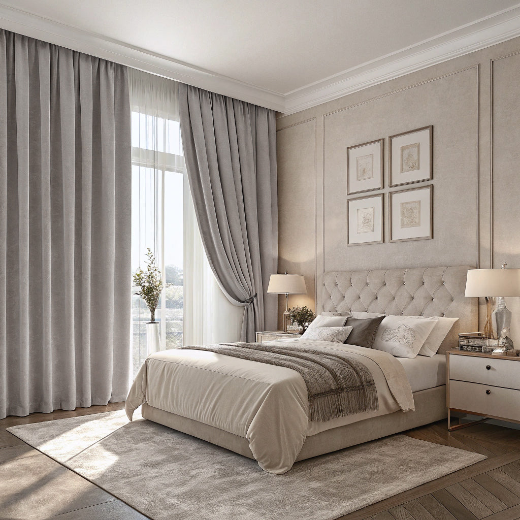 Silver Sand Velvet Curtains
