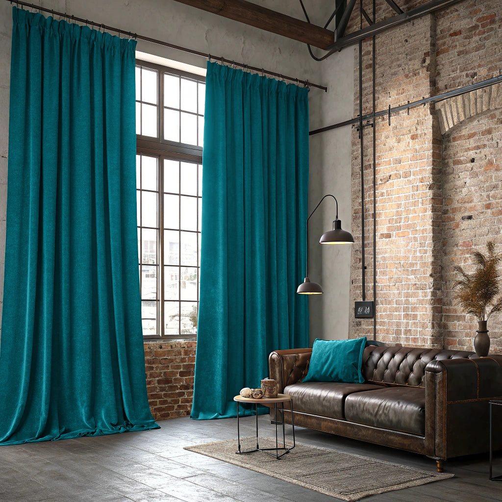 Deep Sea Green Velvet Curtains
