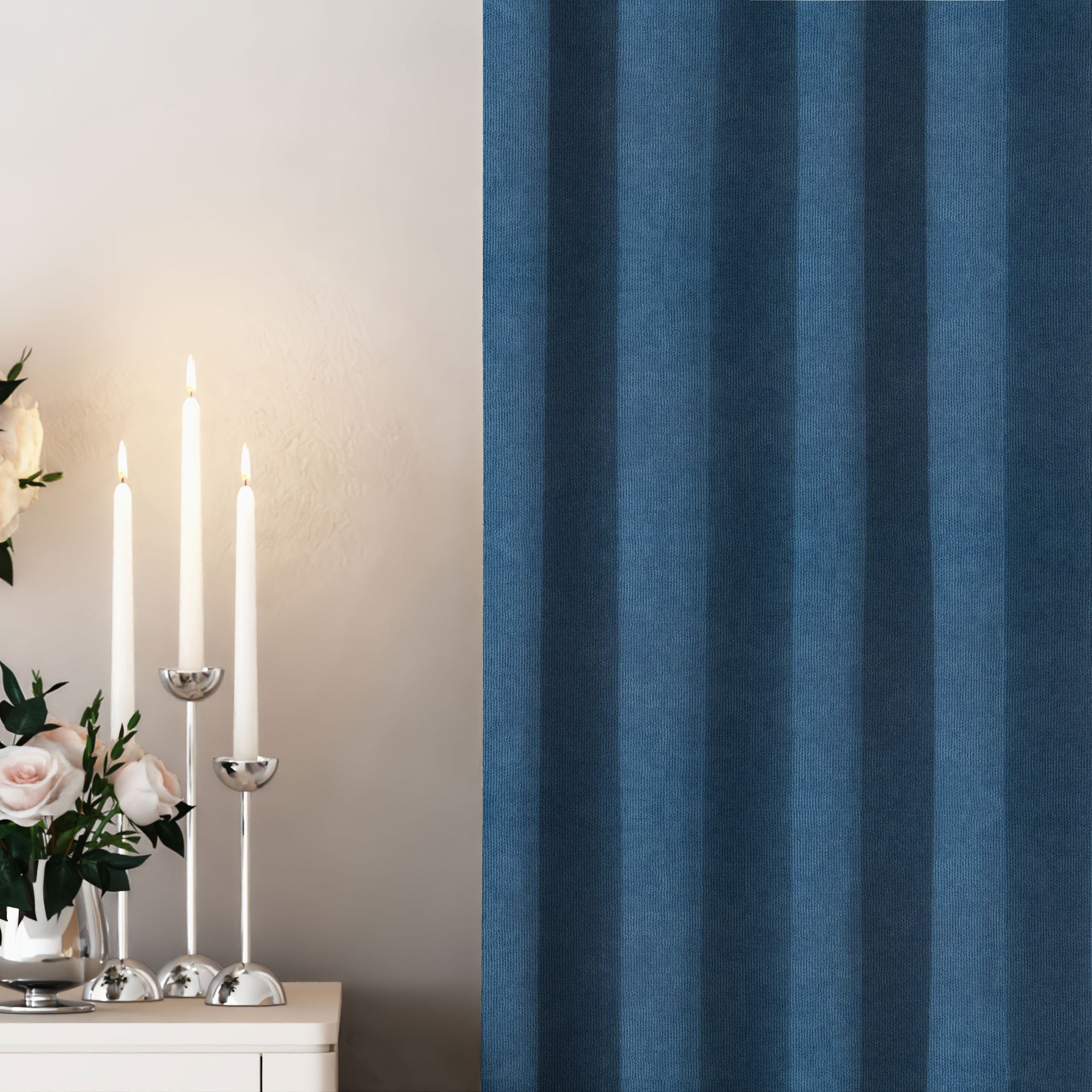 Horizon Blue Velvet Curtains