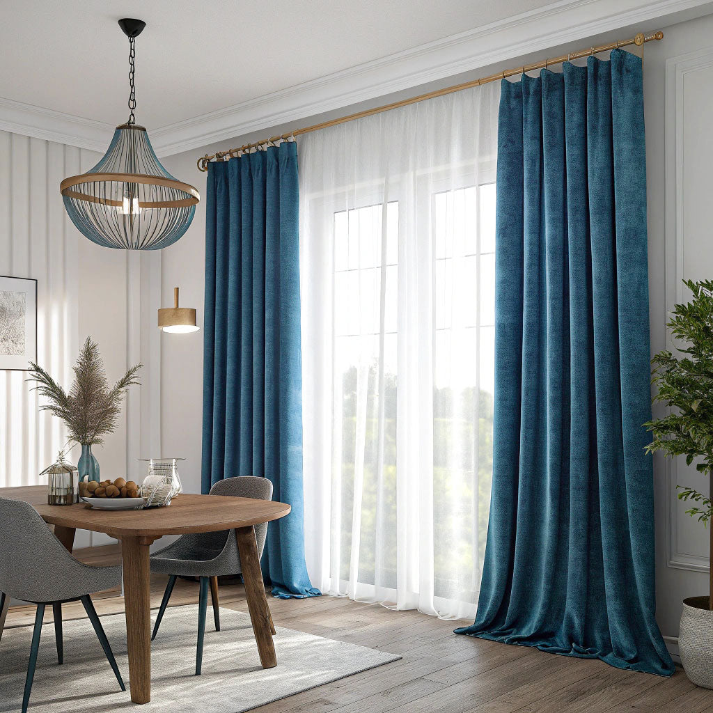 Horizon Blue Velvet Curtains