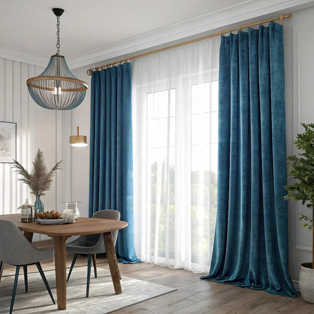 Horizon Blue Velvet Curtains last image