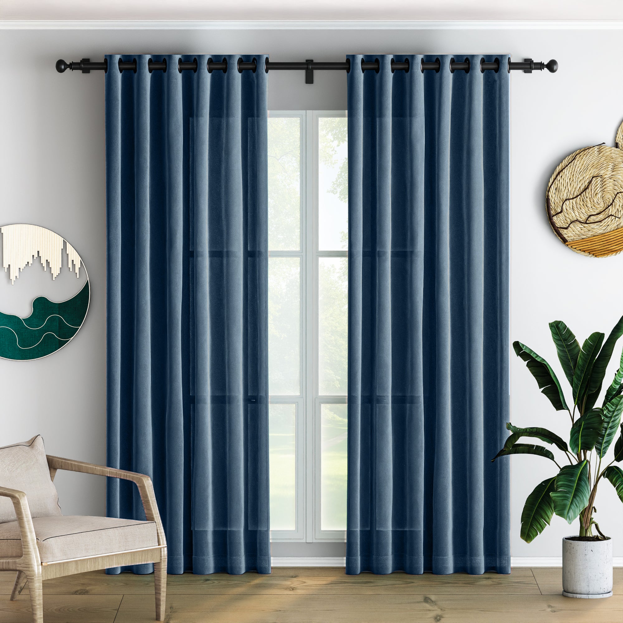 Mist Blue Velvet Curtains