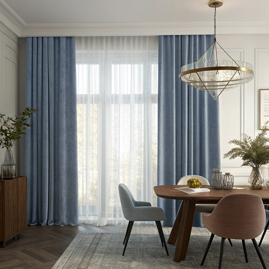 Mist Blue Velvet Curtains