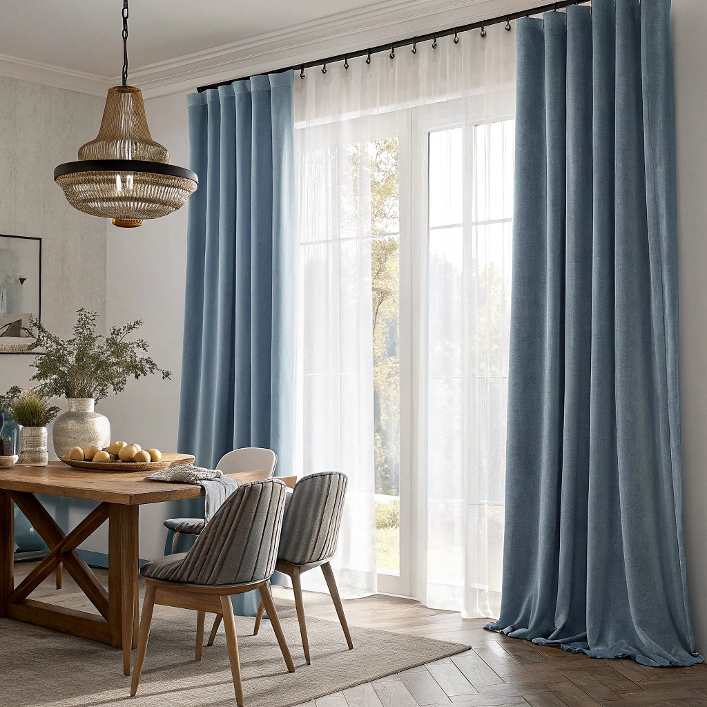 Mist Blue Velvet Curtains