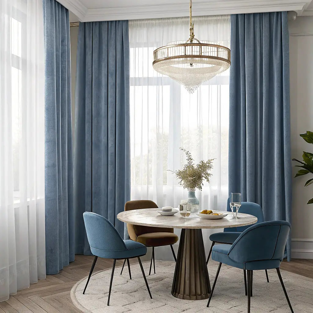Mist Blue Velvet Curtains