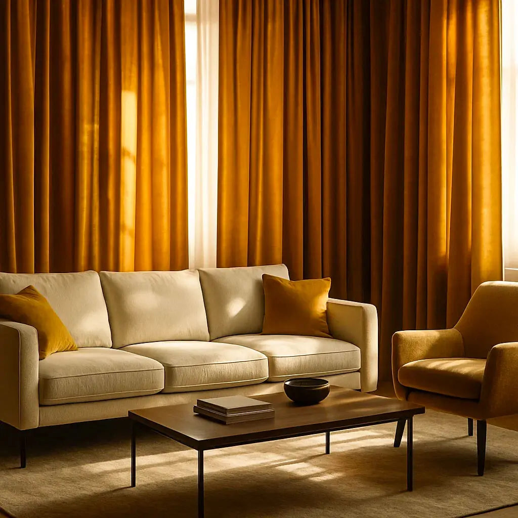 Dark Amber Velvet Curtain