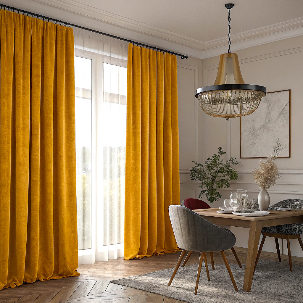 Dark Amber Velvet Curtain