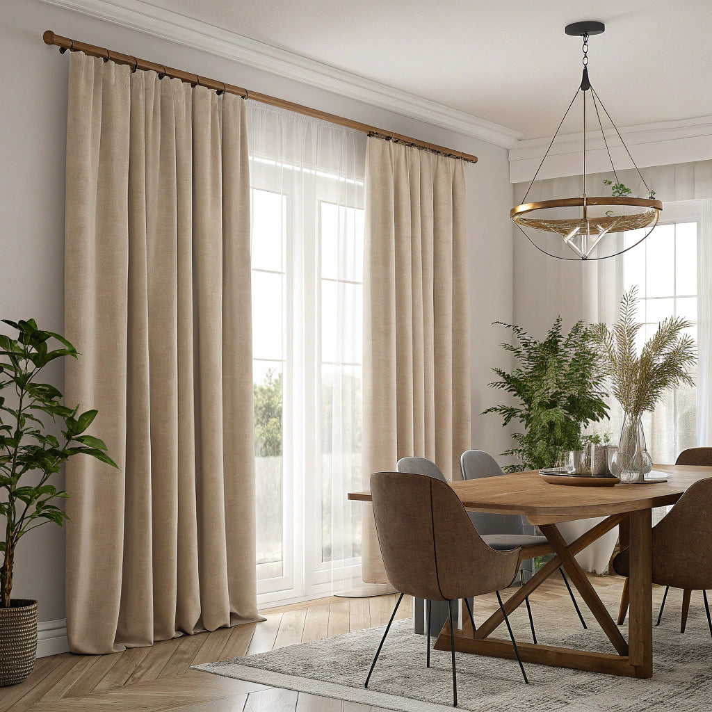 Beige Velvet Curtain