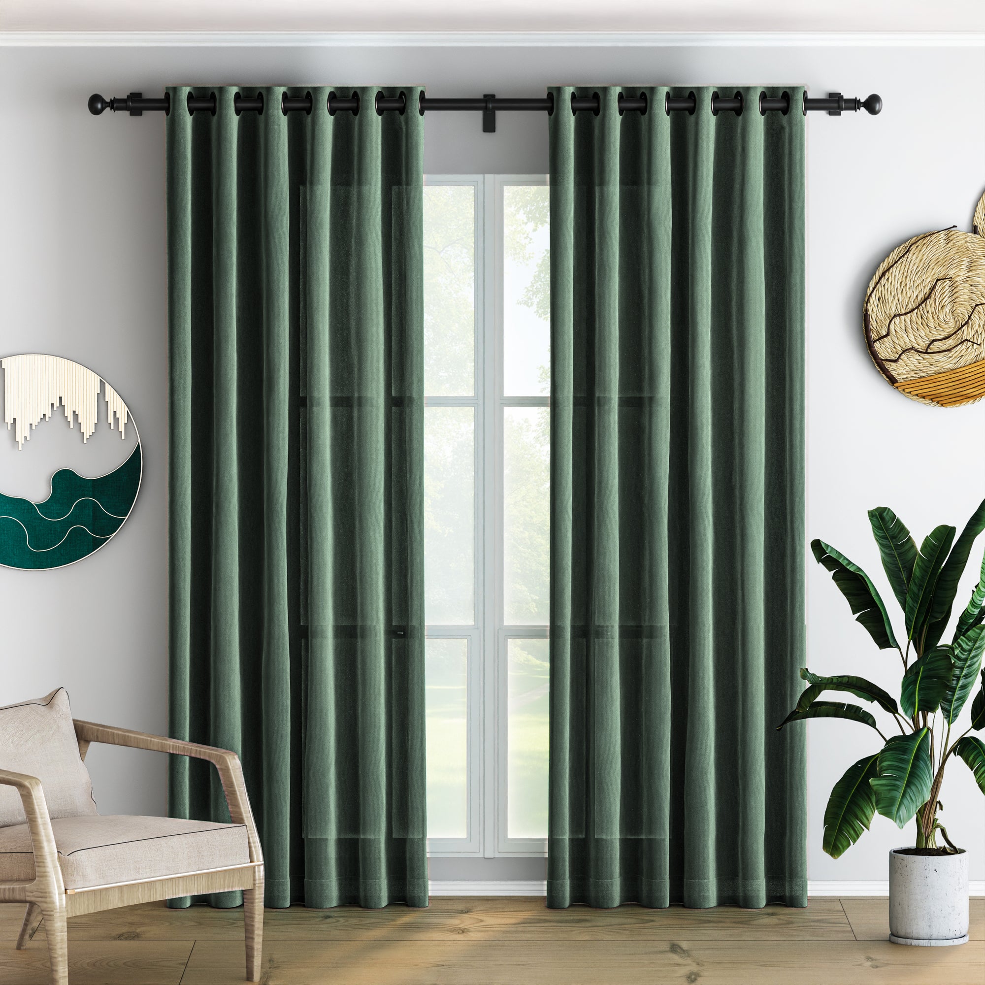 Grayish Green Velvet Curtains
