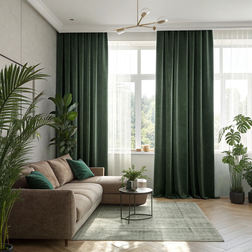 Lunar Green Velvet Curtains
